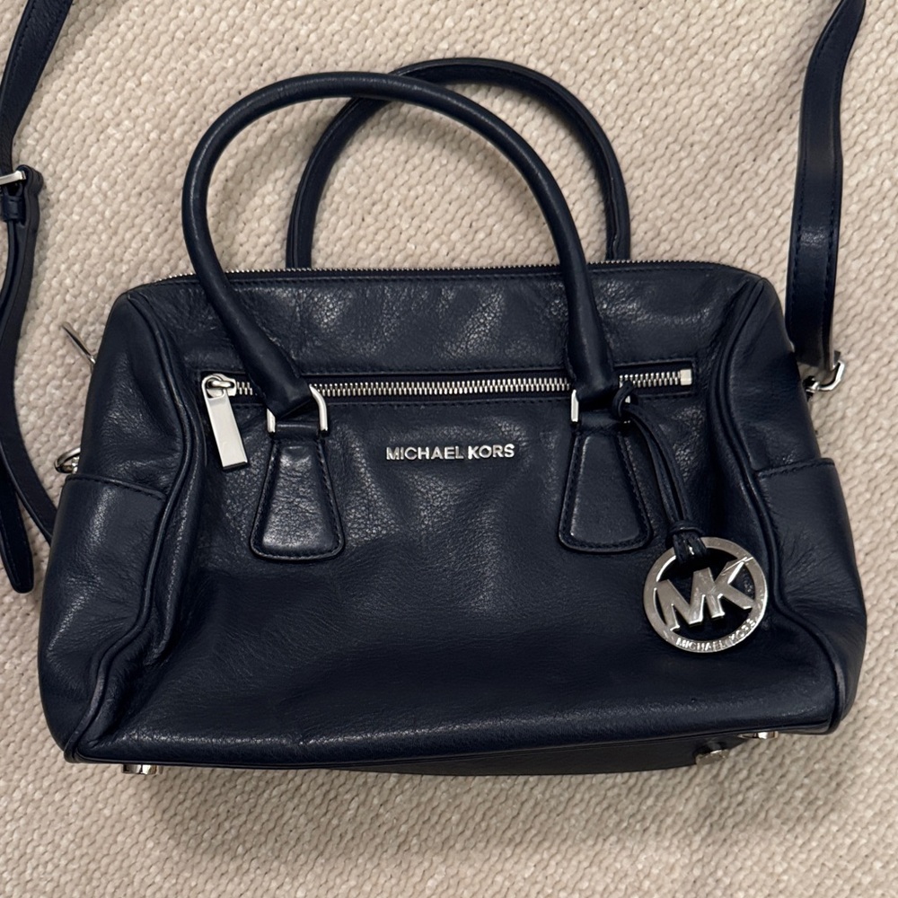 Michael Kors Navy Leather Satchel
